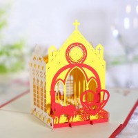 Handmade 3D Pop Up Card Church Wedding Big Day Bride Groom Marriage Anniversary Gift Origami Kirigami Party Invitation Paper Art Stag Night Hen Party